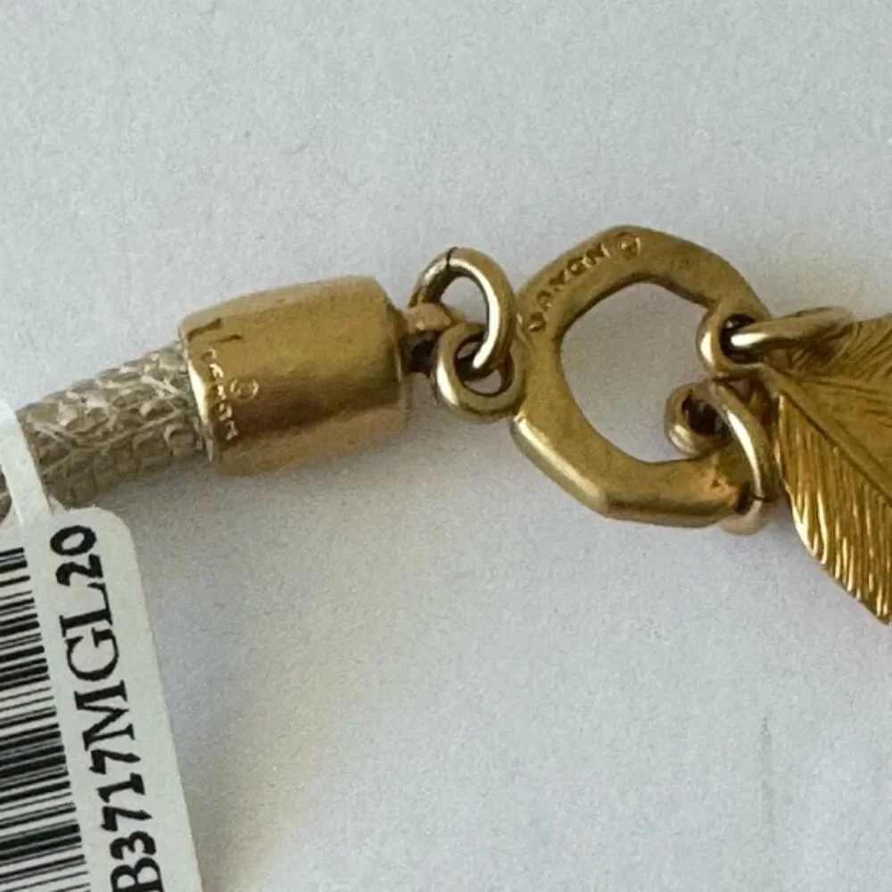 Danon Leather Gold Bracelet with Metal Leaves Gold Color 7